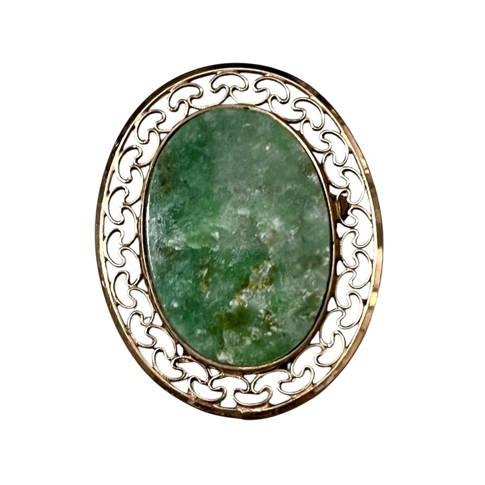 Vintage Carla Moss Agate 12K Gold Filled Brooch